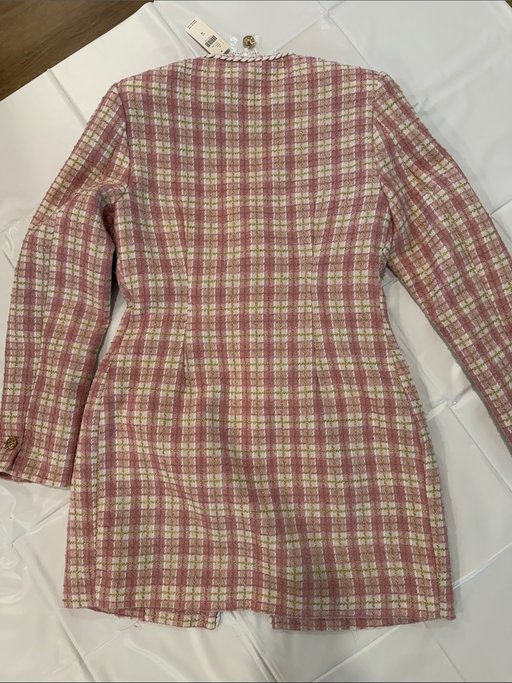 Anthropologie Endless Rose Pink Plaid Blazer Dress - Picture 7 of 8